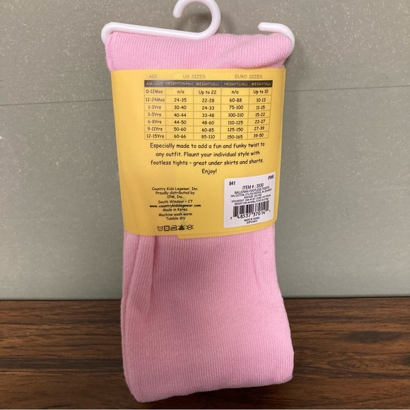 5/$15 NWT Country Kids Pink Ballerina Footless Tights 6-8 Years - Picture 4 of 6